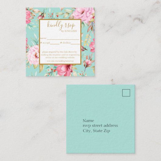 florale bruiloft rsvp omsluitingskaart informatiekaartje (Voorkant / Achterkant)