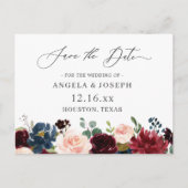 Florale bruiloft van de Rode marine van Bourgogne Briefkaart (Voorkant)