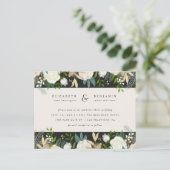 Florale bruiloft van de Waterverf Glam Gold en Cre Uitnodiging Briefkaart (Staand voorkant)