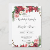 Florale bruiloft van Geometrische Bourgogne Gold W Kaart (Voorkant)