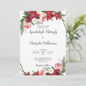 Florale bruiloft van Geometrische Bourgogne Gold W Kaart (Staand voorkant)