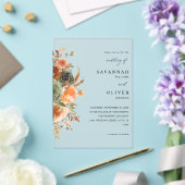 Florale bruiloft voor groene en terra Cotta Acryl Uitnodigingen (Insitu (Huwelijk))