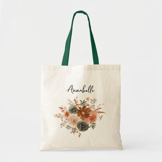 Florale bruiloft voor groene en terra Cotta Tote Bag (Voorkant)
