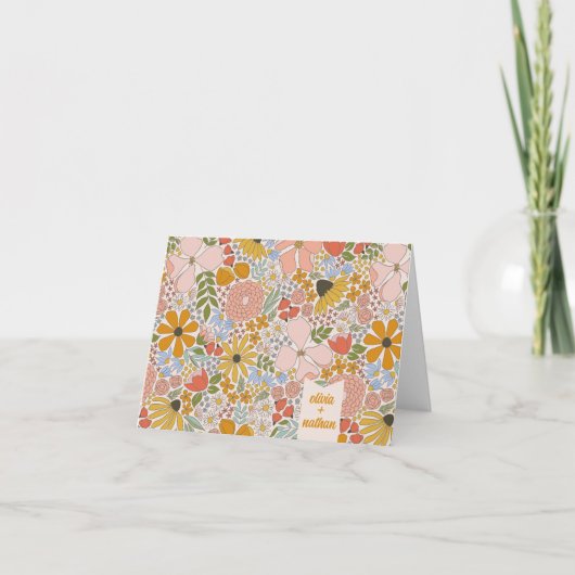 Florale Bruiloftsfeest Verpersoonlijkt Bedankkaart (Voorkant)
