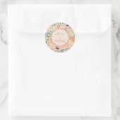 Florale Bruiloftsfeest Verpersoonlijkt  Ronde Sticker (Tas)