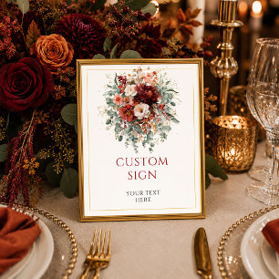 Florale Burgundy Goud Eucalyptus Herfst aangepaste Poster