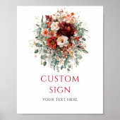 Florale Burgundy Goud Eucalyptus Herfst aangepaste Poster (Voorkant)