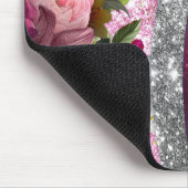 florale Burgundy roze faux monogram Muismat (Hoek)