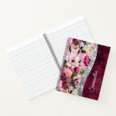 florale Burgundy roze faux monogram Notitieboek (Binnen)