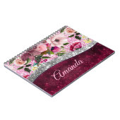 florale Burgundy roze faux monogram Notitieboek (Linkerzijde)