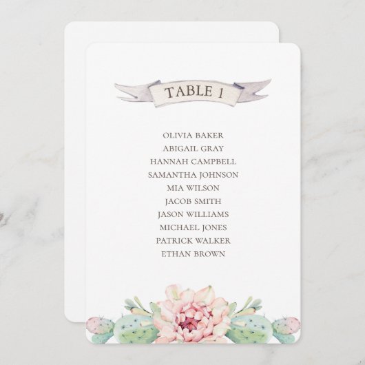 Florale cactus en succulent. Wedijzerskaart Kaart (Voorkant / Achterkant)