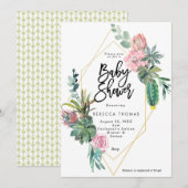 florale cactus geometrische baby shower-uitnodigin kaart (Voorkant / Achterkant)