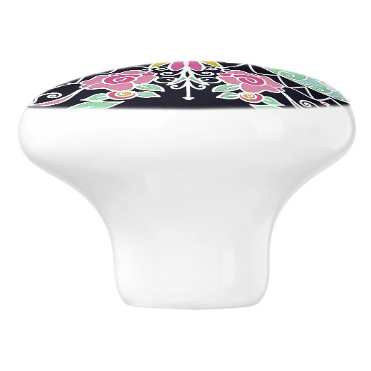 Florale caleidoscoop ontwerp keramische knop (Zijkant)