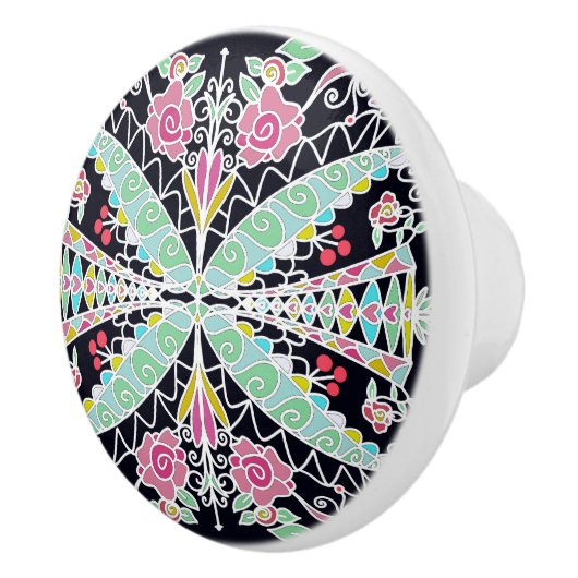 Florale caleidoscoop ontwerp keramische knop (Rechts)