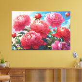 Florale canvasprint op spanramen canvas afdruk (Insitu (Woonkamer))