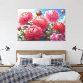 Florale canvasprint op spanramen canvas afdruk (Insitu (Slaapkamer))