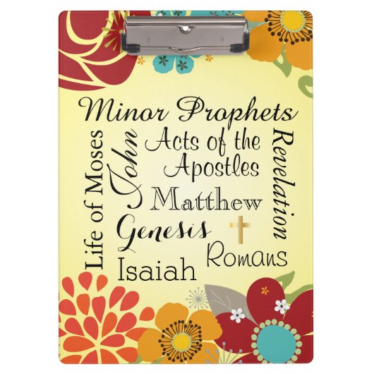 Florale Christelijke boeken van de Bijbel Klembord (Voorkant)