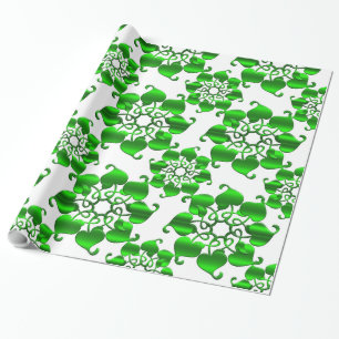 florale cirkels groen patroon met bladeren cadeaupapier