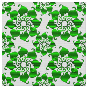 florale cirkels groen patroon met bladeren stof