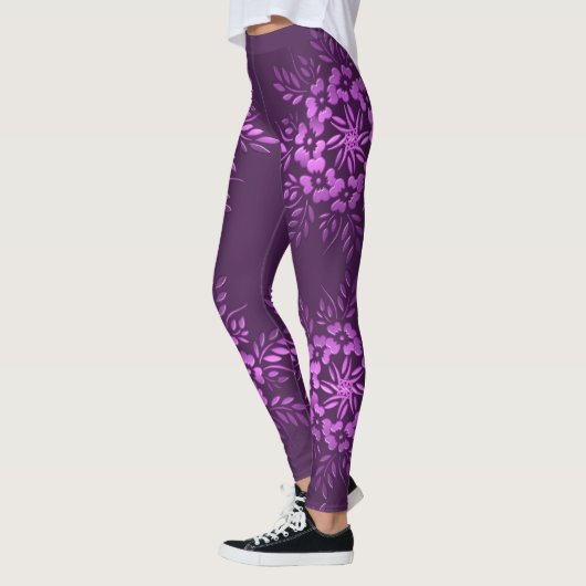 Florale cirkels paars element. leggings (Links)