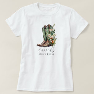 Florale Cowgirl Laarzen Bruid Posse Custom T-Shirt