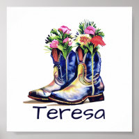 Florale cowgirl laarzen gepersonaliseerd