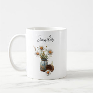 Florale Daisy April Geboortebloem Rustieke Koffiem Koffiemok