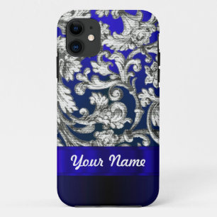 florale damast op blauw iPhone 11 hoesje
