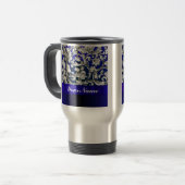  florale damast op blauw reisbeker (Voorkant links)