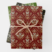 Florale dampen op 3 kleuren achtergrond inpakpapier vel (In situ)