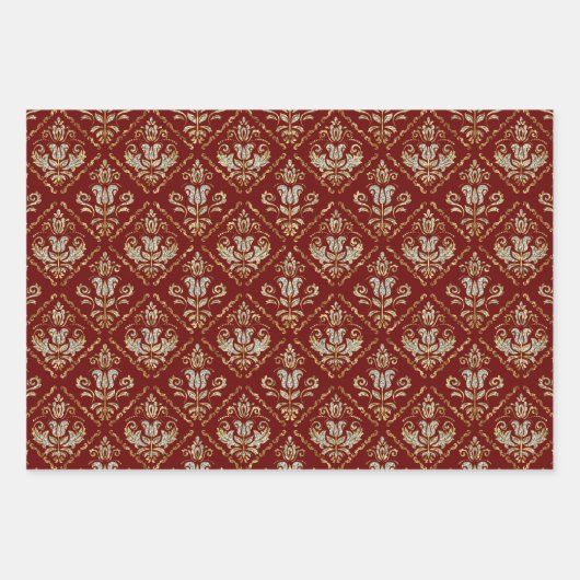 Florale dampen op 3 kleuren achtergrond inpakpapier vel (Voorkant)