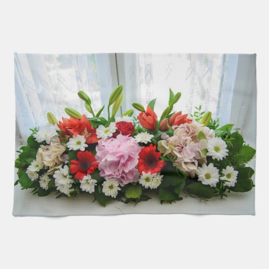 Florale decoratie theedoek (Horizontaal)