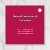 Florale decoraties op rode tulpen foto bedankjes labels (Achterkant)