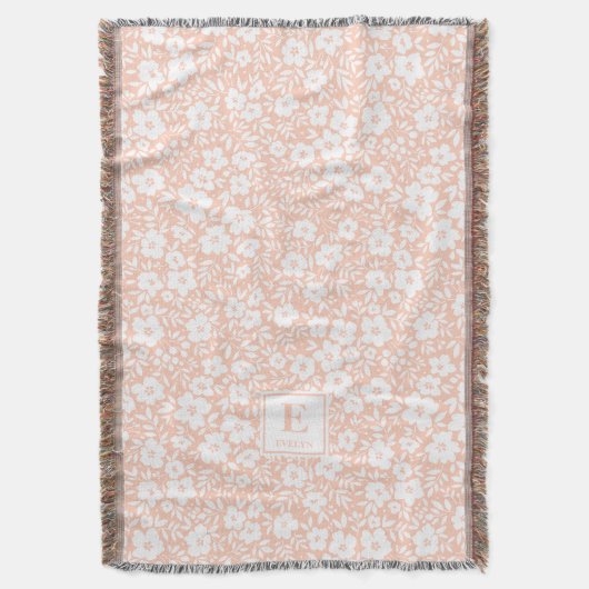 florale deken met naam en monogram (Voorkant Verticaal)
