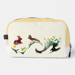 Florale Dier Kunst Lente Konijnen Gepersonaliseerd Toilettasje