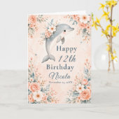 Florale Dolfijn Verjaardag Kaart (Gele Bloem)