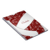 florale doodle maroon white volleyball journal notitieboek (Rechterzijde)