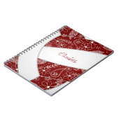 florale doodle maroon white volleyball journal notitieboek (Linkerzijde)