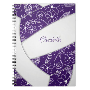 florale doodle paars white volleyball journal notitieboek
