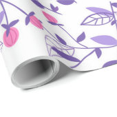 Florale doodles roze en violet cadeaupapier (Rol Hoek)