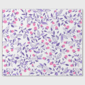 Florale doodles roze en violet cadeaupapier (Vlak)