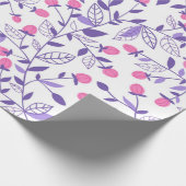 Florale doodles roze en violet cadeaupapier (Hoek)