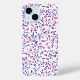 Florale doodles roze en violet iPhone 15 case