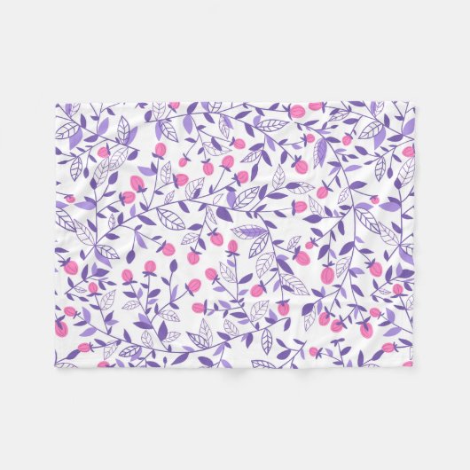 Florale doodles roze en violet fleece deken (Voorkant (Horizontaal))
