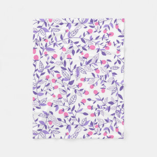 Florale doodles roze en violet fleece deken
