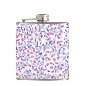 Florale doodles roze en violet heupfles (Voorkant)