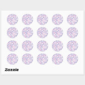 Florale doodles roze en violet ronde sticker (Vel)