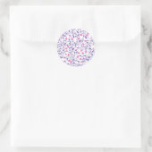 Florale doodles roze en violet ronde sticker (Tas)