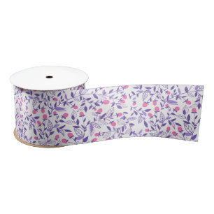 Florale doodles roze en violet satijnen lint