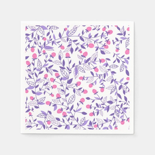 Florale doodles roze en violet servetten (Voorkant)